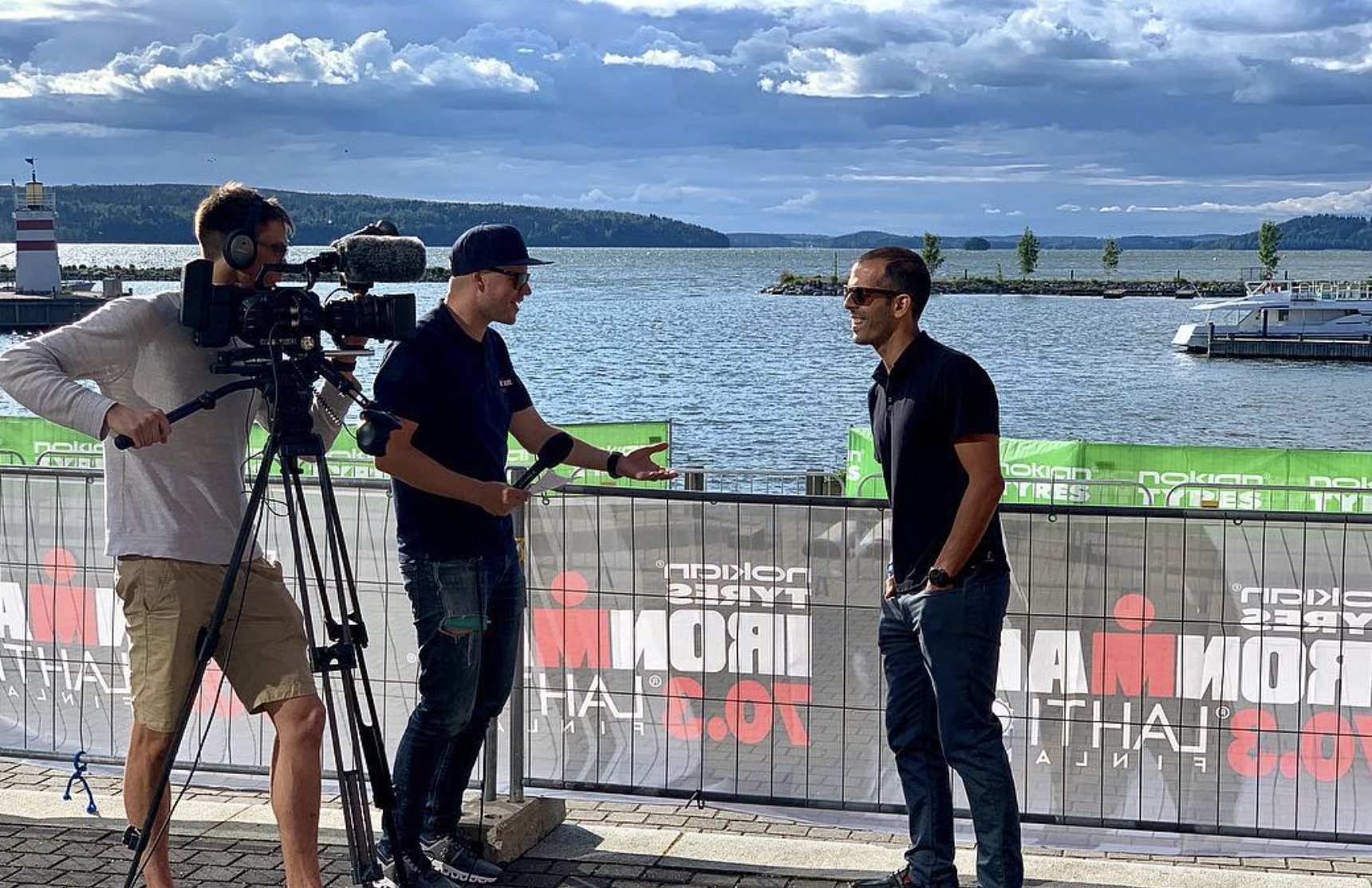 Breno Melo interviewed lakeside at IRONMAN 70.3 World Championship Lahti